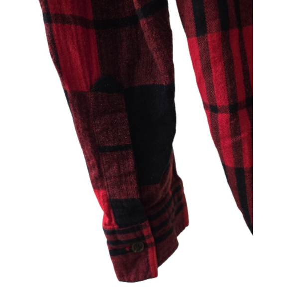 Old Navy Red Black Plaid Boyfriend Button Down Shirt Women's M - Picture 7 of 7